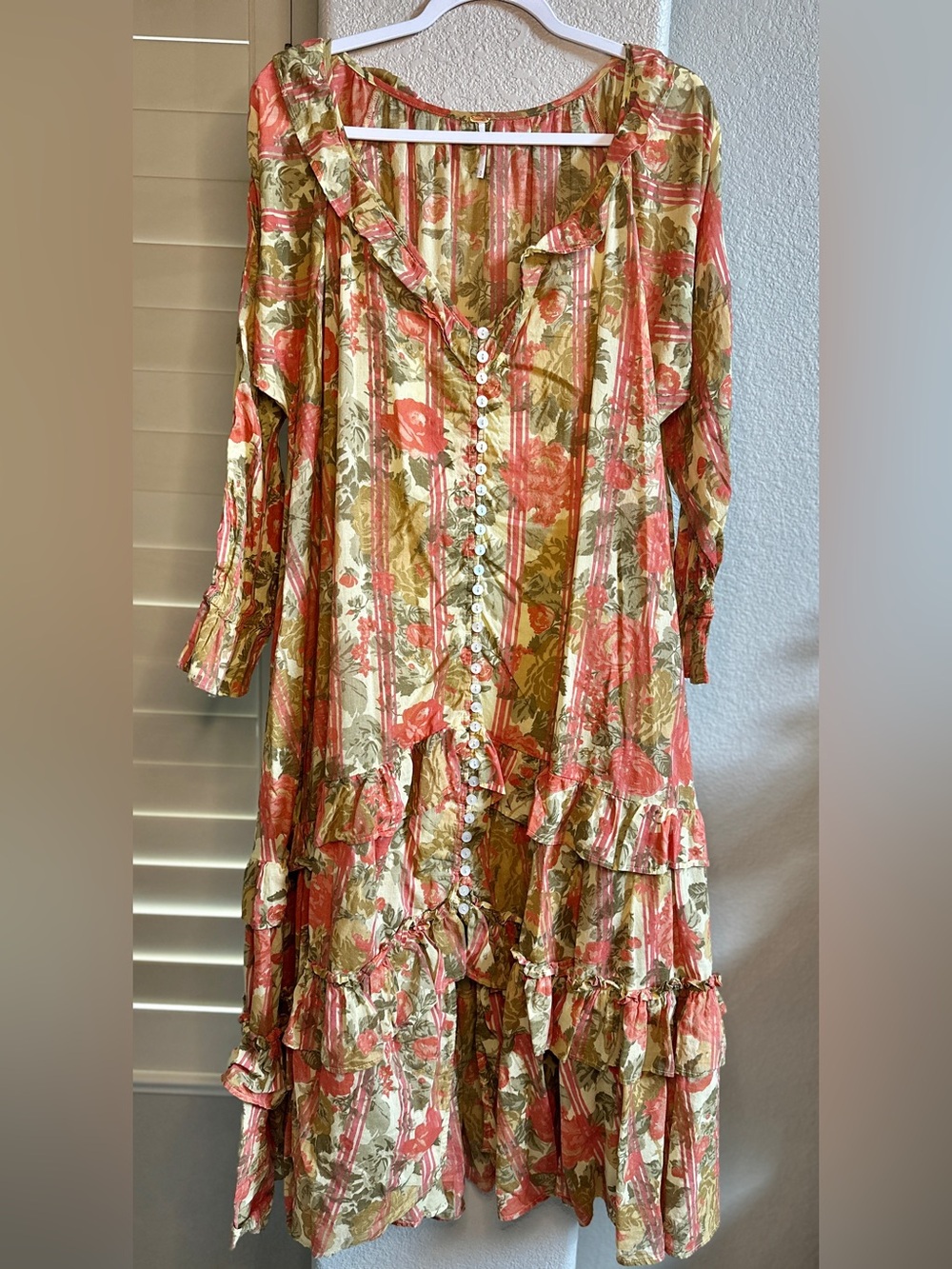 Striped Ruffle Dress - Free People - Size S